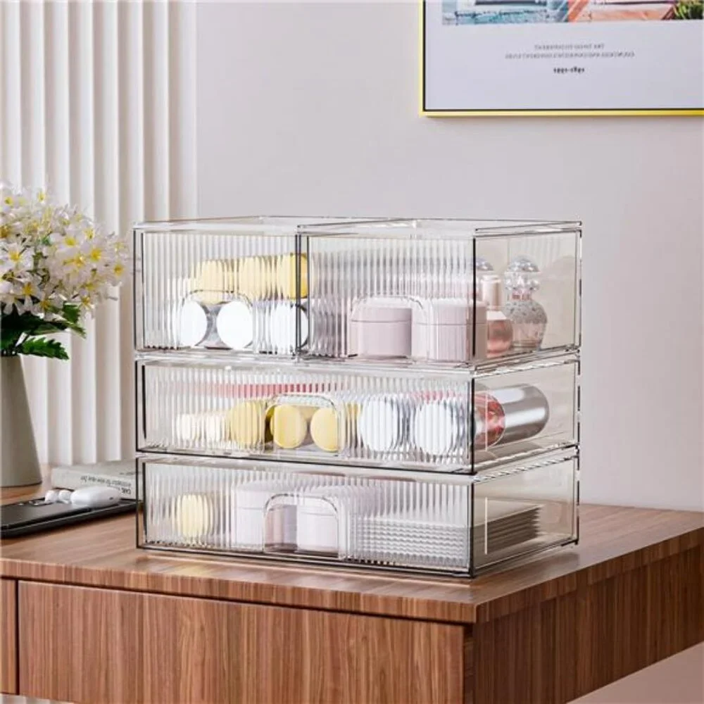 Acrylic Stackable Storage Drawers Clear Organizer for Makeup Bathroom Pantry